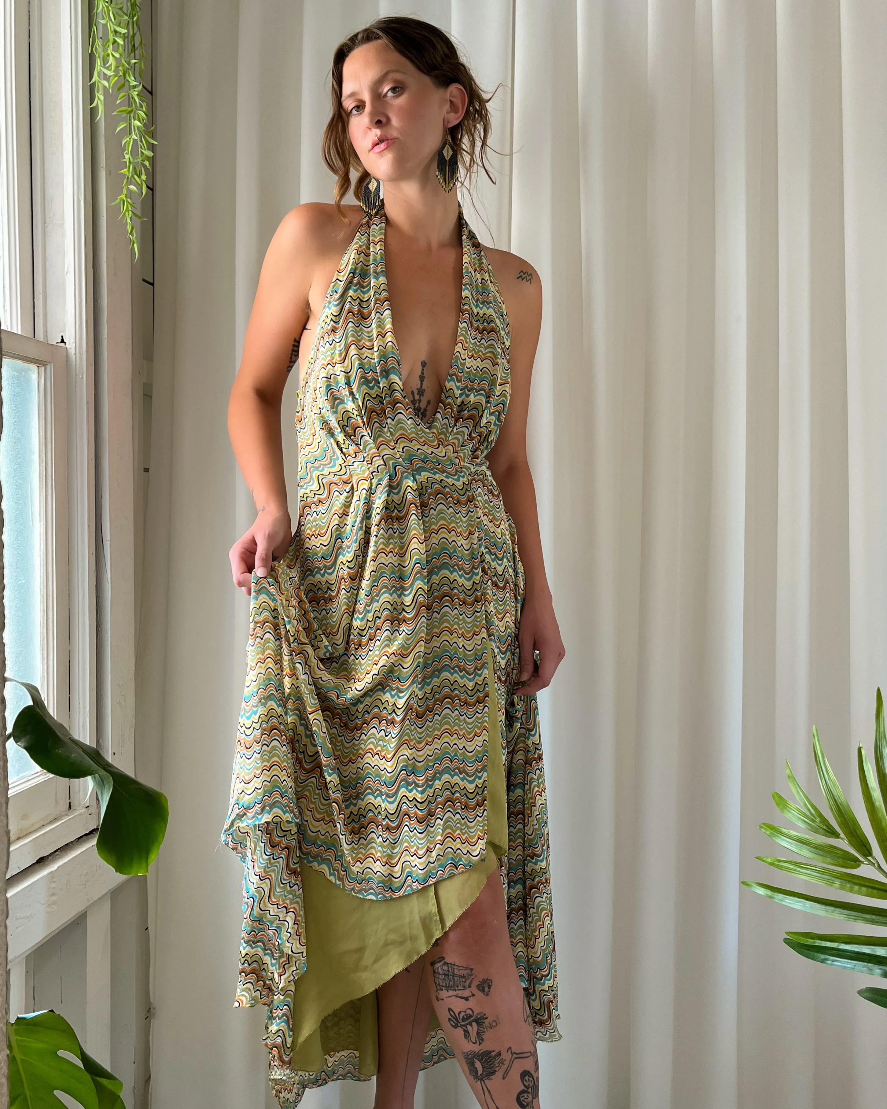 00s Nicole Miller Silk Wrap Dress | S