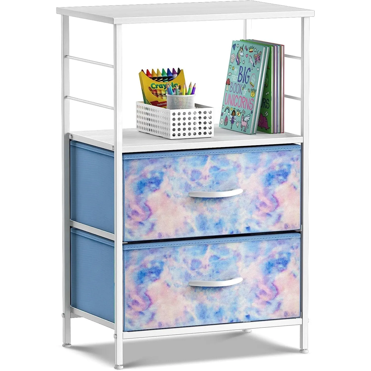 2 Drawer Tall Nightstand Table