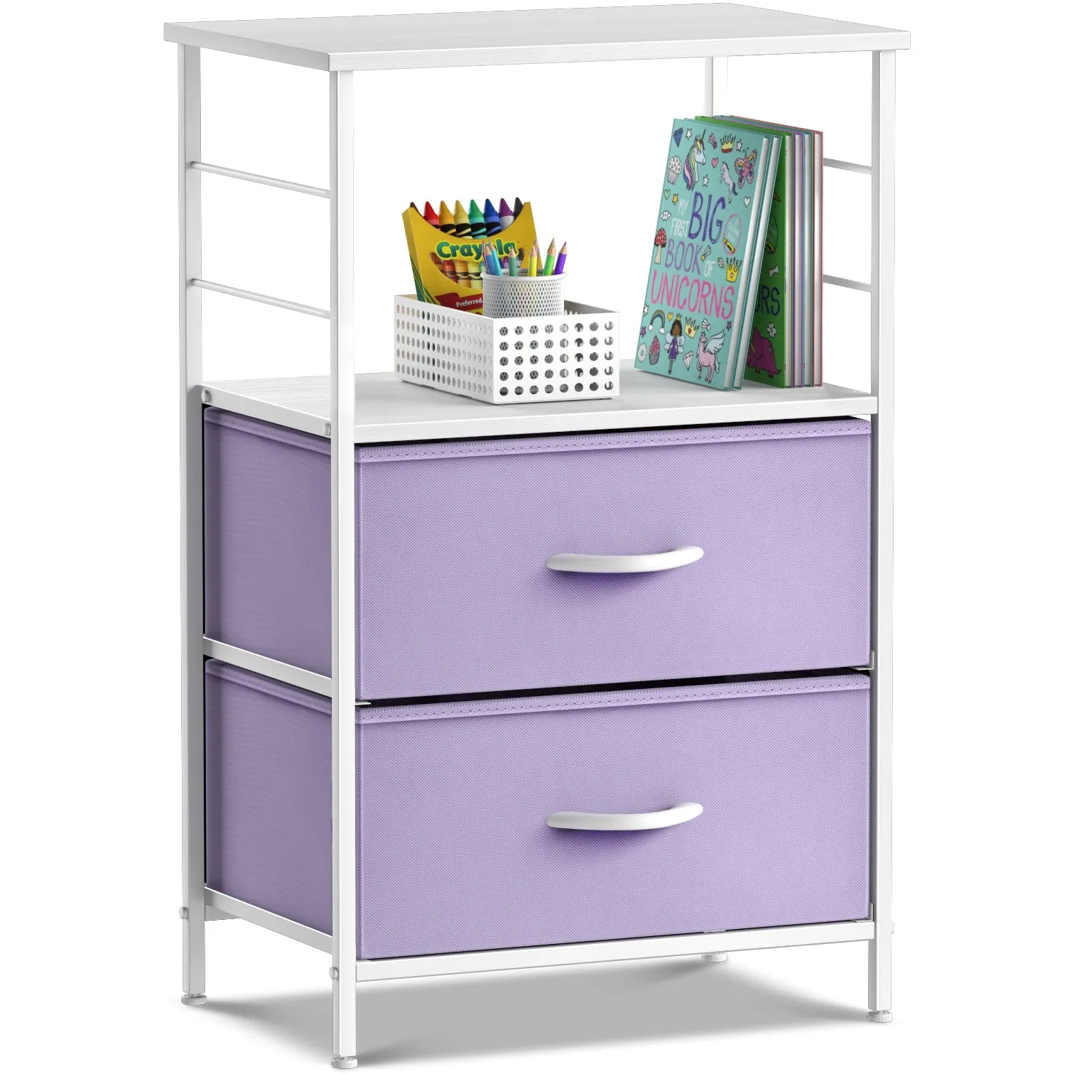 2 Drawer Tall Nightstand Table