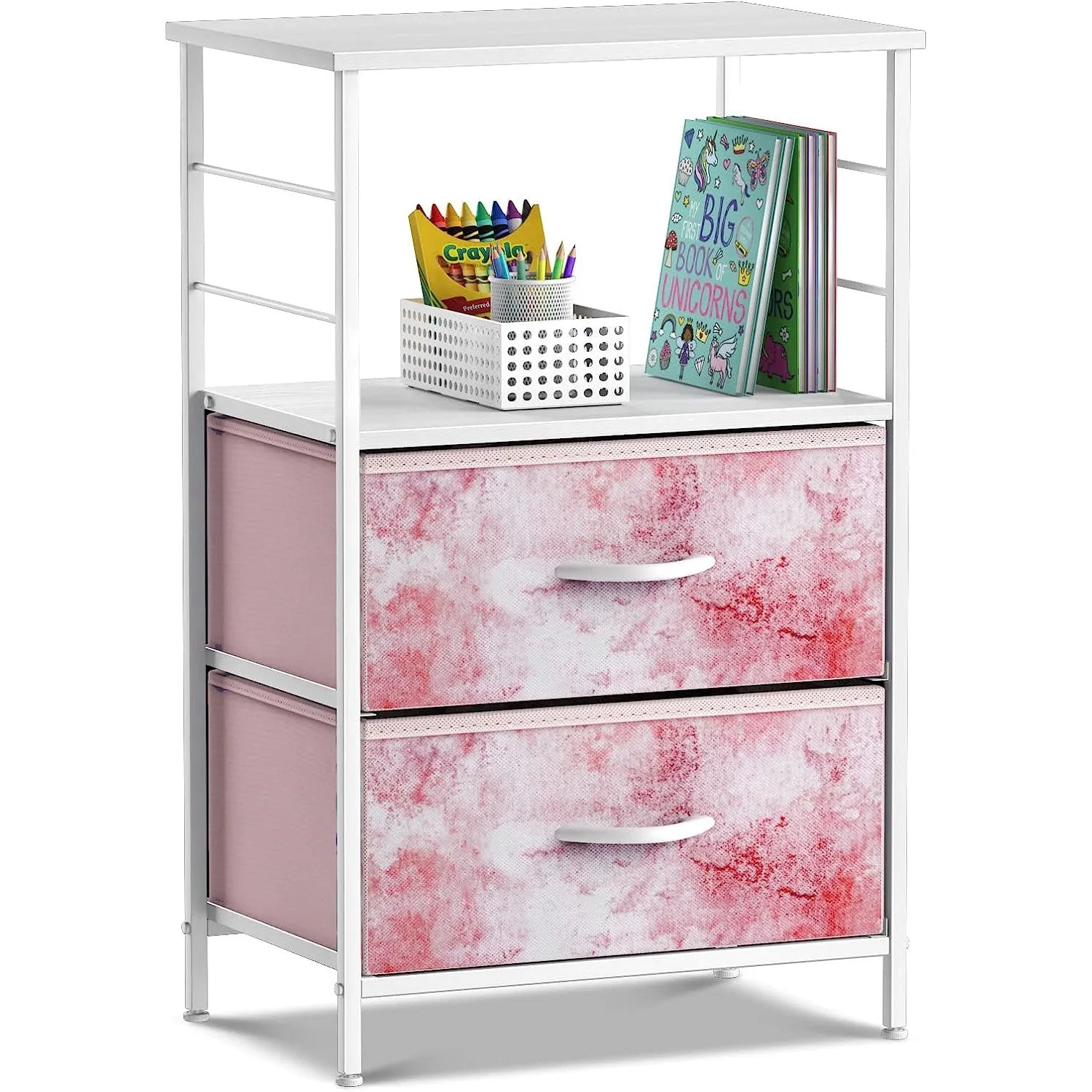 2 Drawer Tall Nightstand Table