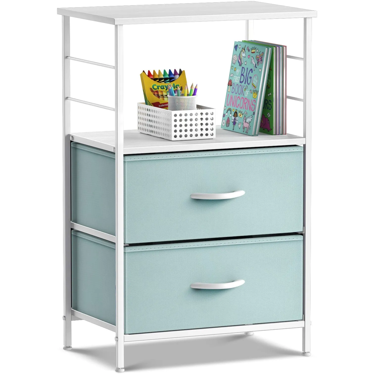 2 Drawer Tall Nightstand Table