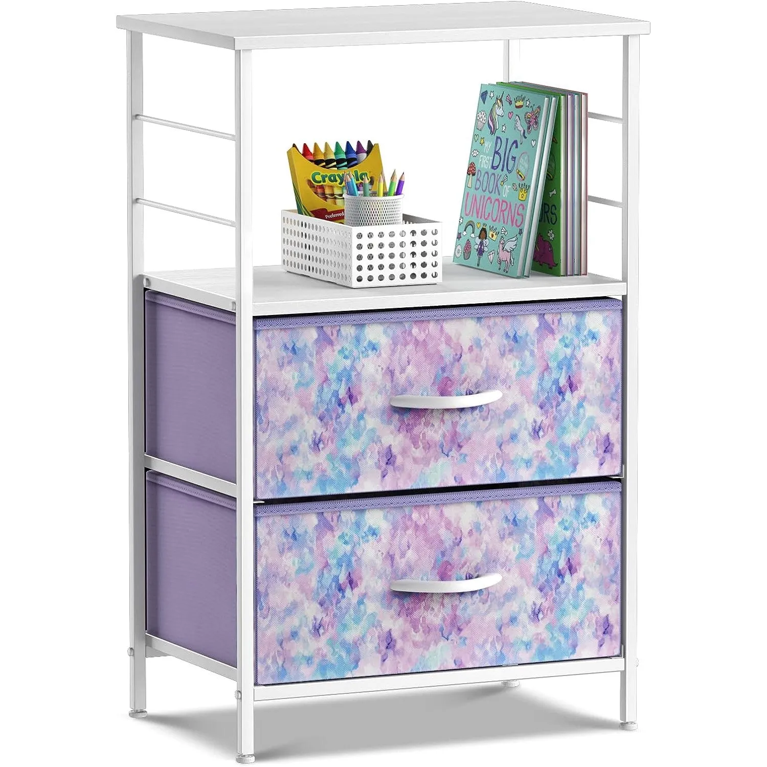 2 Drawer Tall Nightstand Table