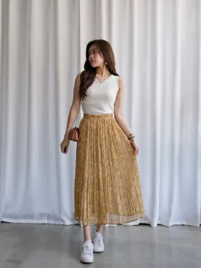 ACEWIN Floral Pleated Midi Skirt (Free Size) 601279