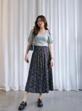 ACEWIN Floral Pleated Midi Skirt (Free Size) 601294