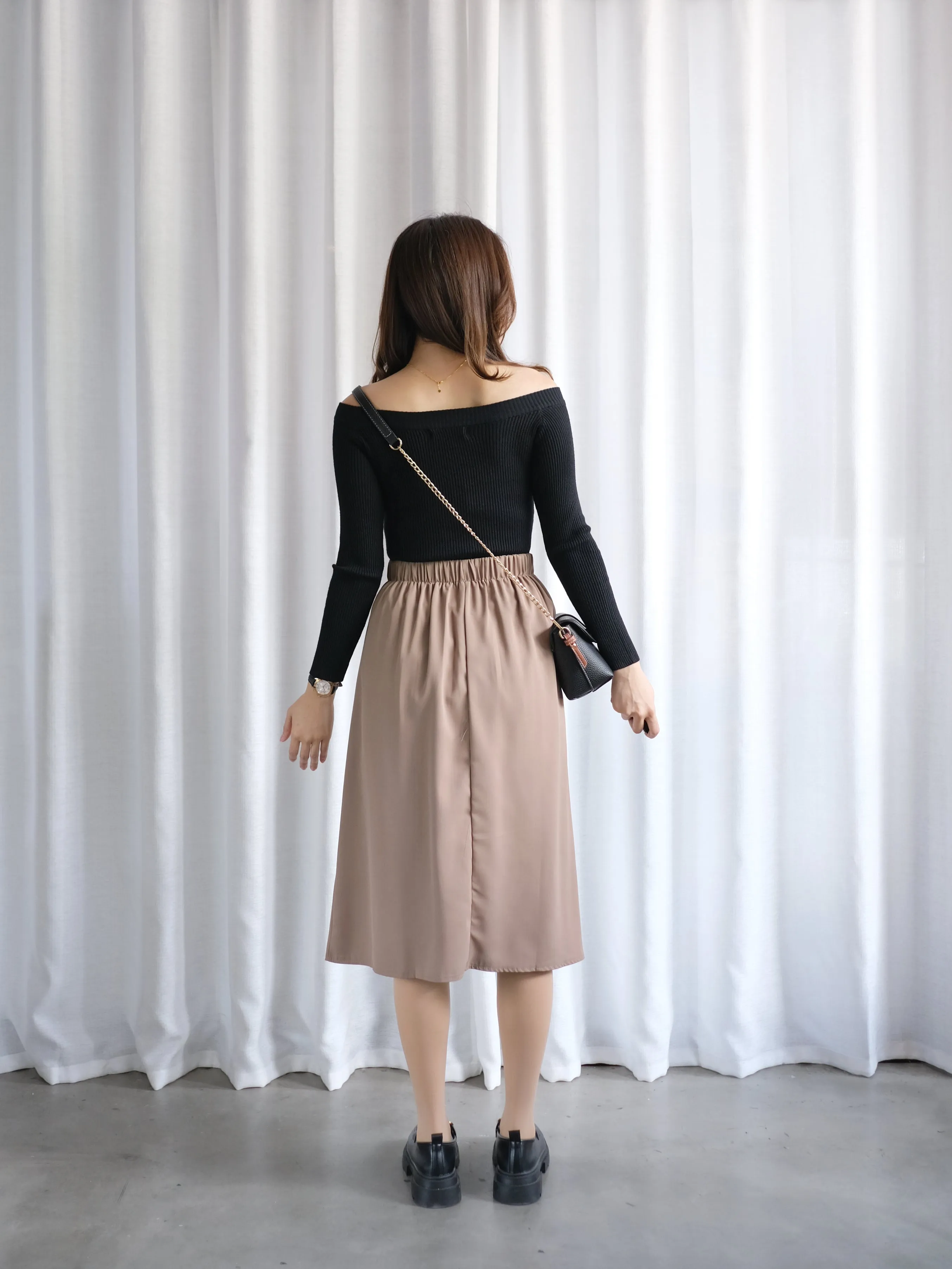 ACEWIN Front Inverted Pleated Midi Skirt (Free Size) 601297
