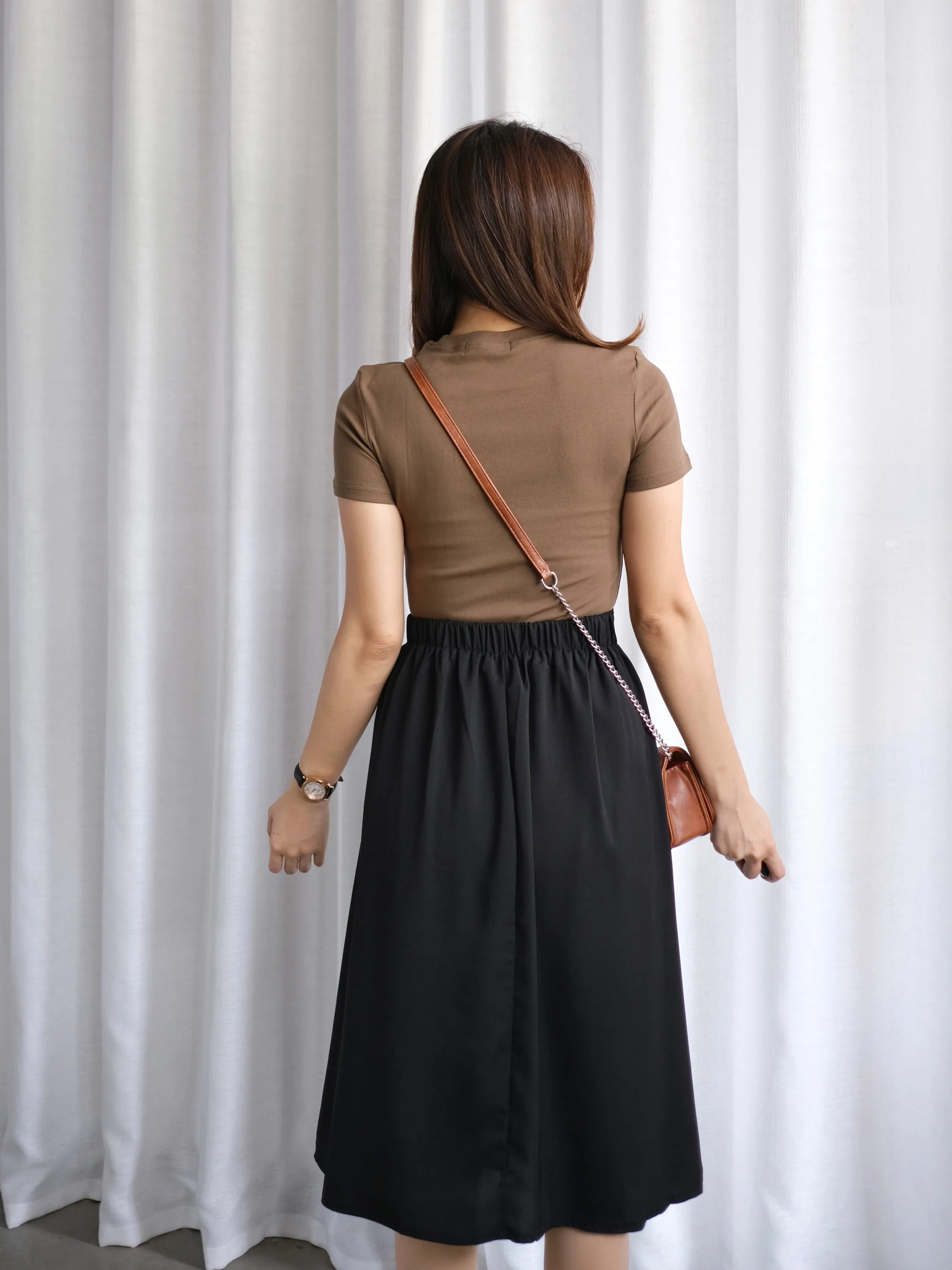 ACEWIN Front Inverted Pleated Midi Skirt (Free Size) 601297