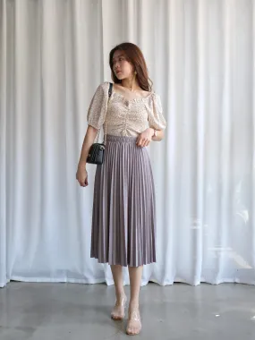 ACEWIN Waist Elastic Pleated Midi Skirt (Free Size) 601278