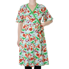 Adult's Flowers - Bay Green Short Sleeve Wrap Dress - 2 Left Size XS & S