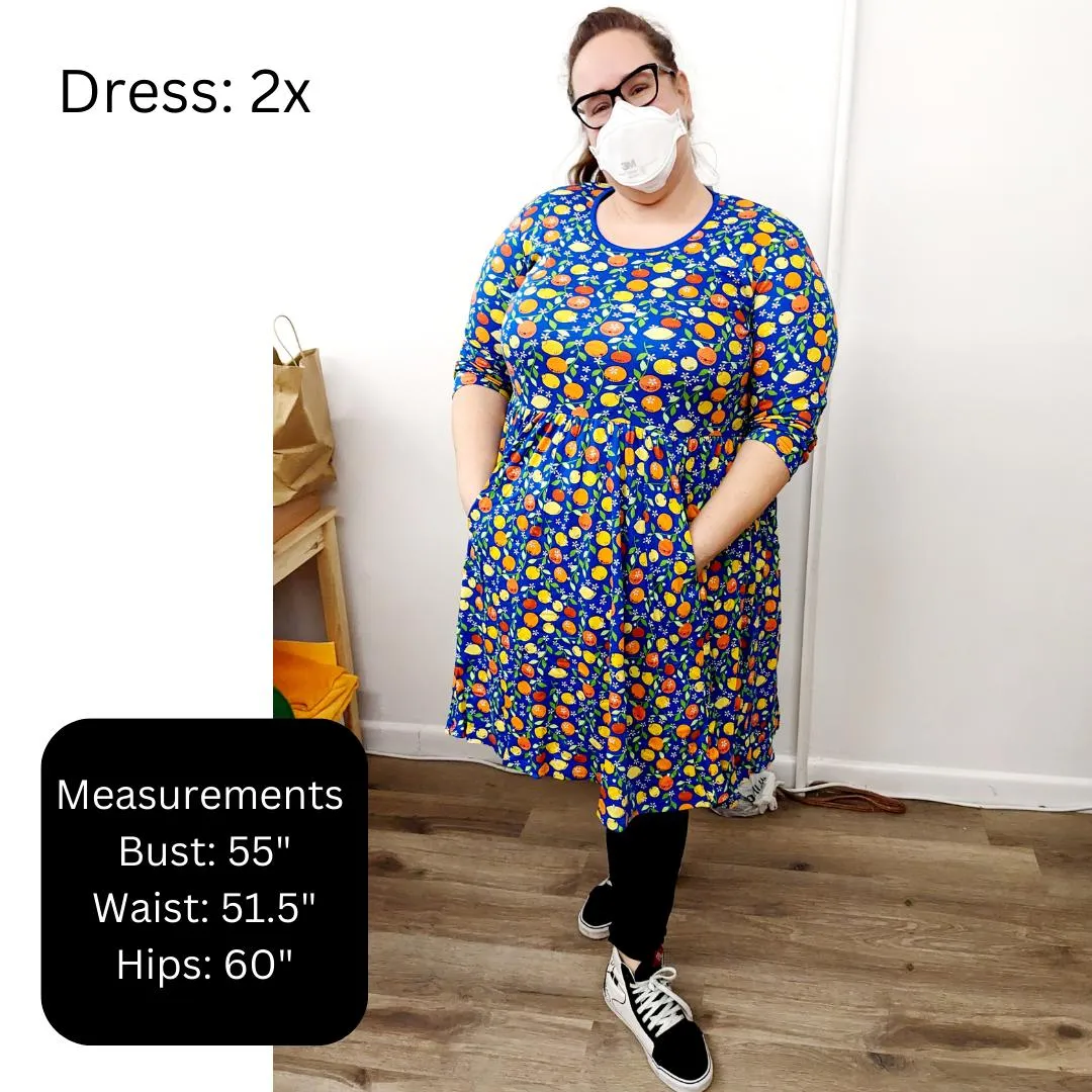 Adult's Heart Long Sleeve Dress With Gathered Skirt - 2 Left Size 3XL & 4XL