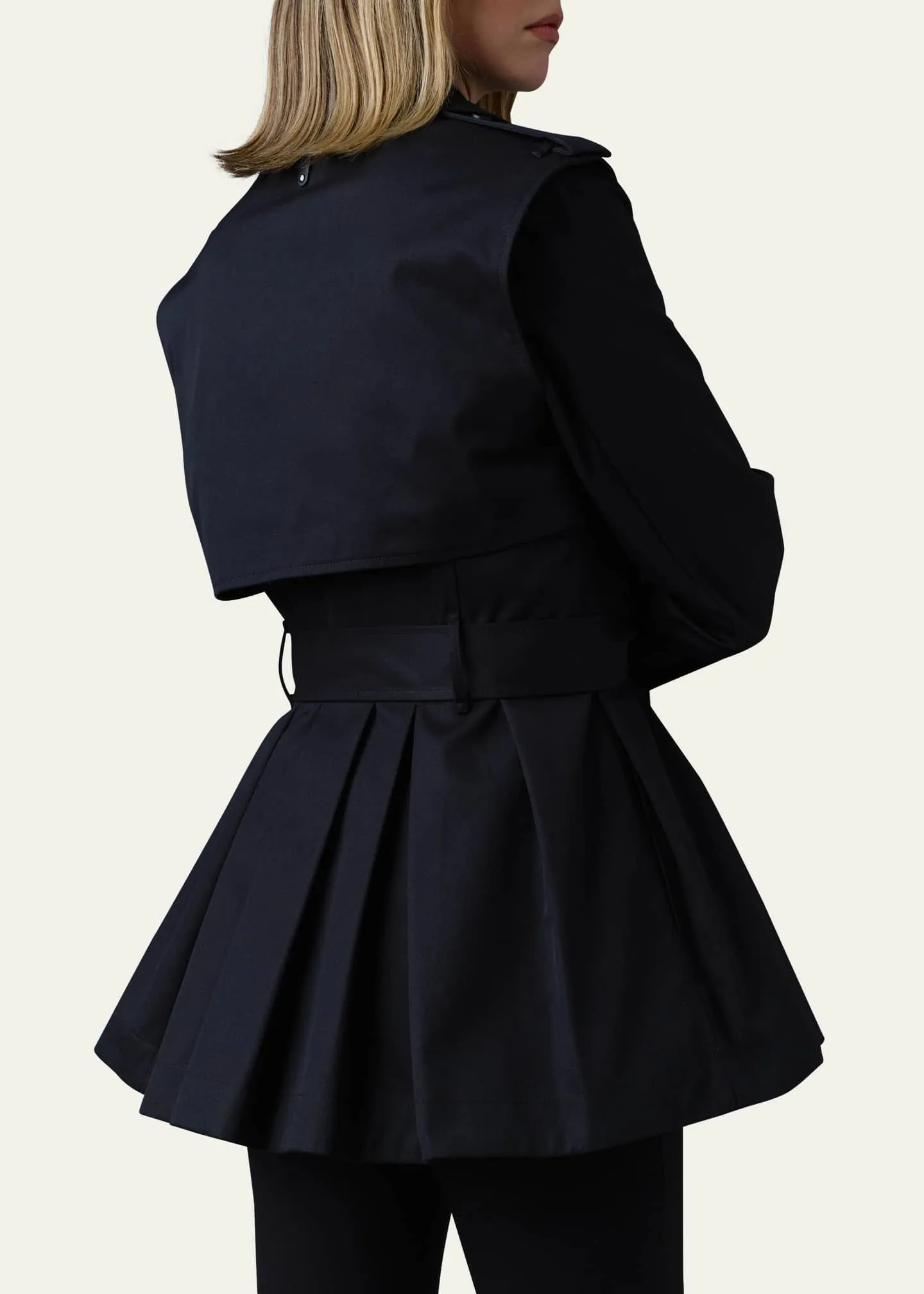 Adva Mid-Length Belted Trench Coat Black