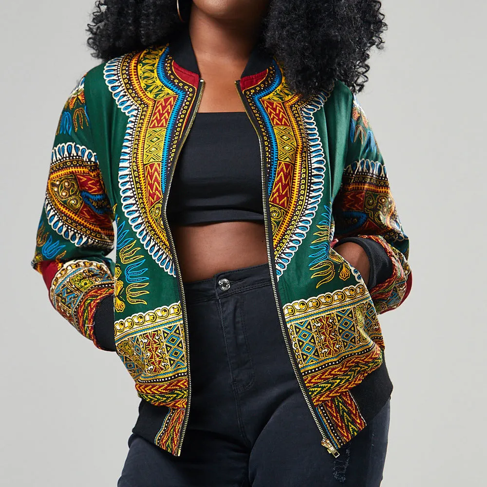 African printed short coat women