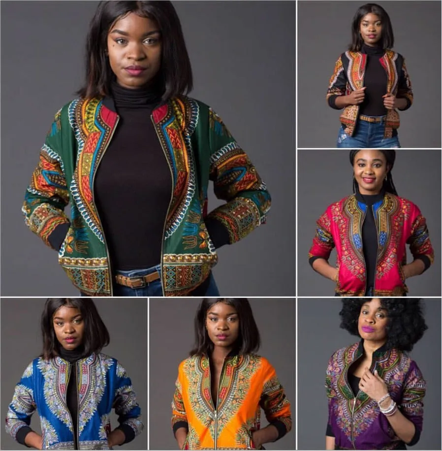 African printed short coat women