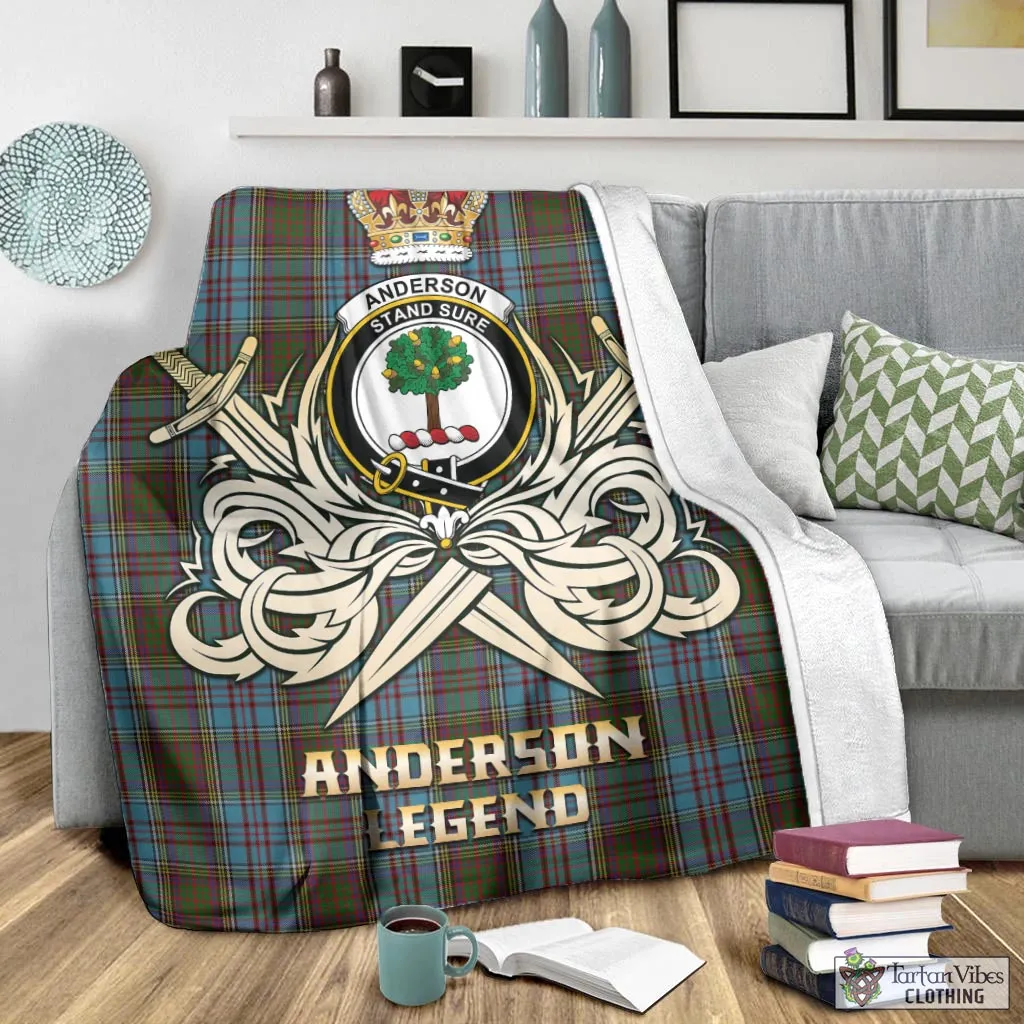 Anderson Tartan Blanket with Clan Crest and the Golden Sword of Courageous Legacy