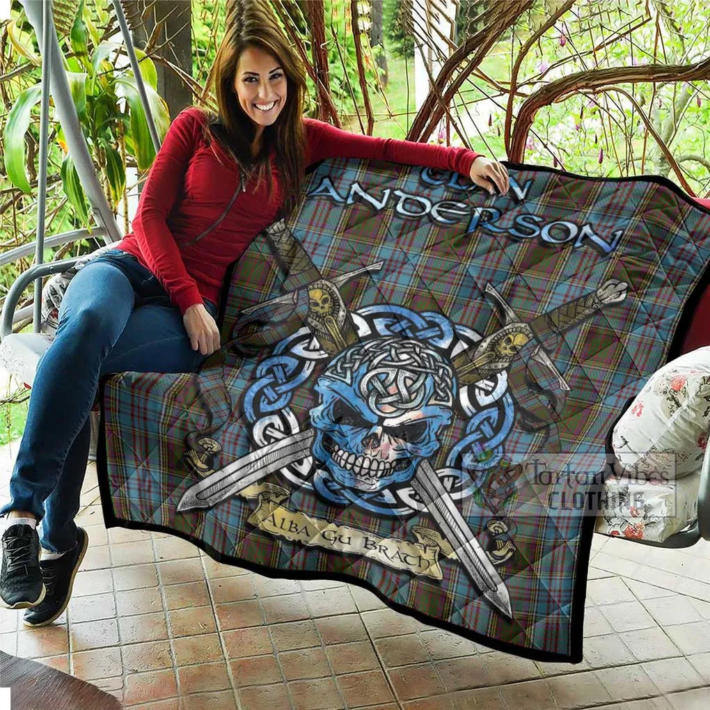 Anderson Tartan Quilt with Celtic Skull Alba Gu Brath Style