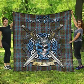 Anderson Tartan Quilt with Celtic Skull Alba Gu Brath Style