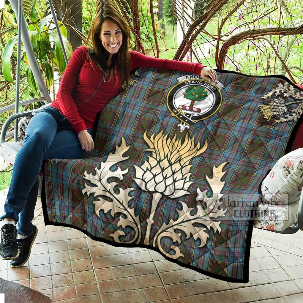 Anderson Tartan Quilt with Family Crest and Golden Thistle Style