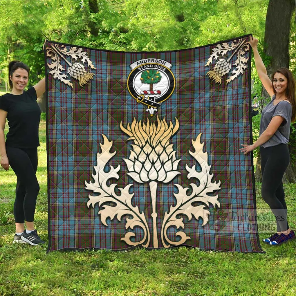 Anderson Tartan Quilt with Family Crest and Golden Thistle Style