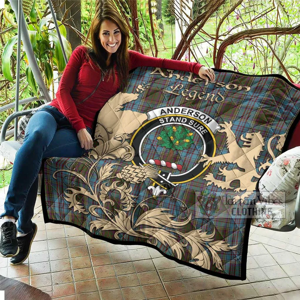 Anderson Tartan Quilt with Family Crest and Scottish Symbol Style