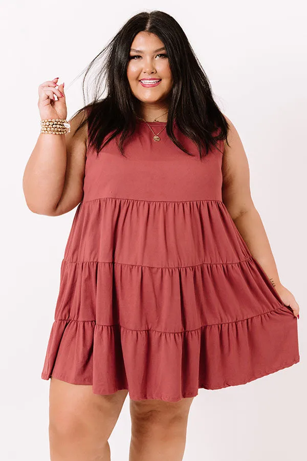 Apple Spiced Wishes Babydoll Dress In Sangria   Curves