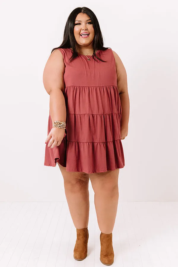 Apple Spiced Wishes Babydoll Dress In Sangria   Curves
