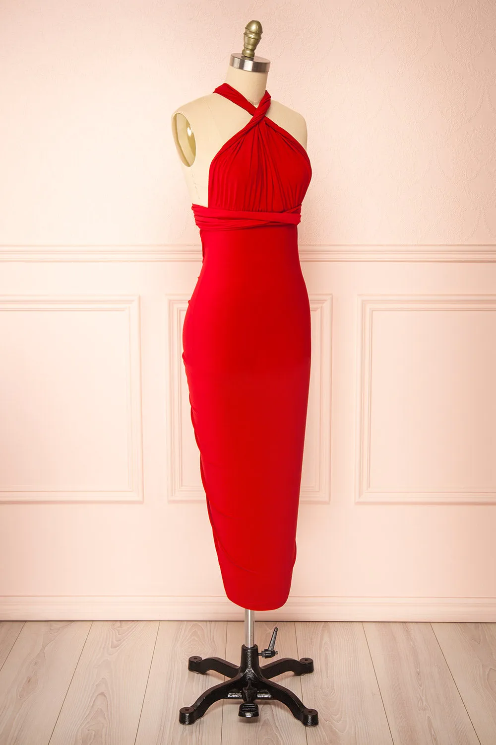 Aristella Red | Convertible Midi Dress
