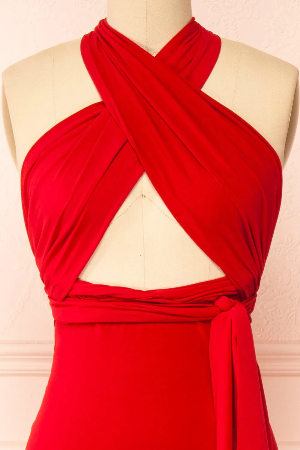 Aristella Red | Convertible Midi Dress