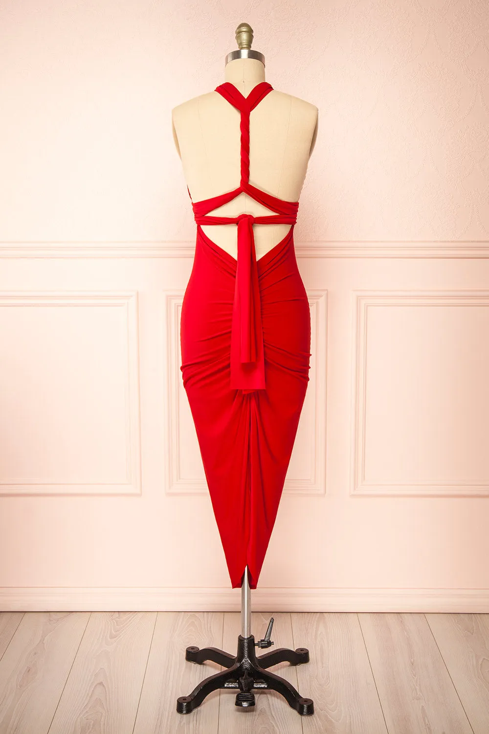 Aristella Red | Convertible Midi Dress