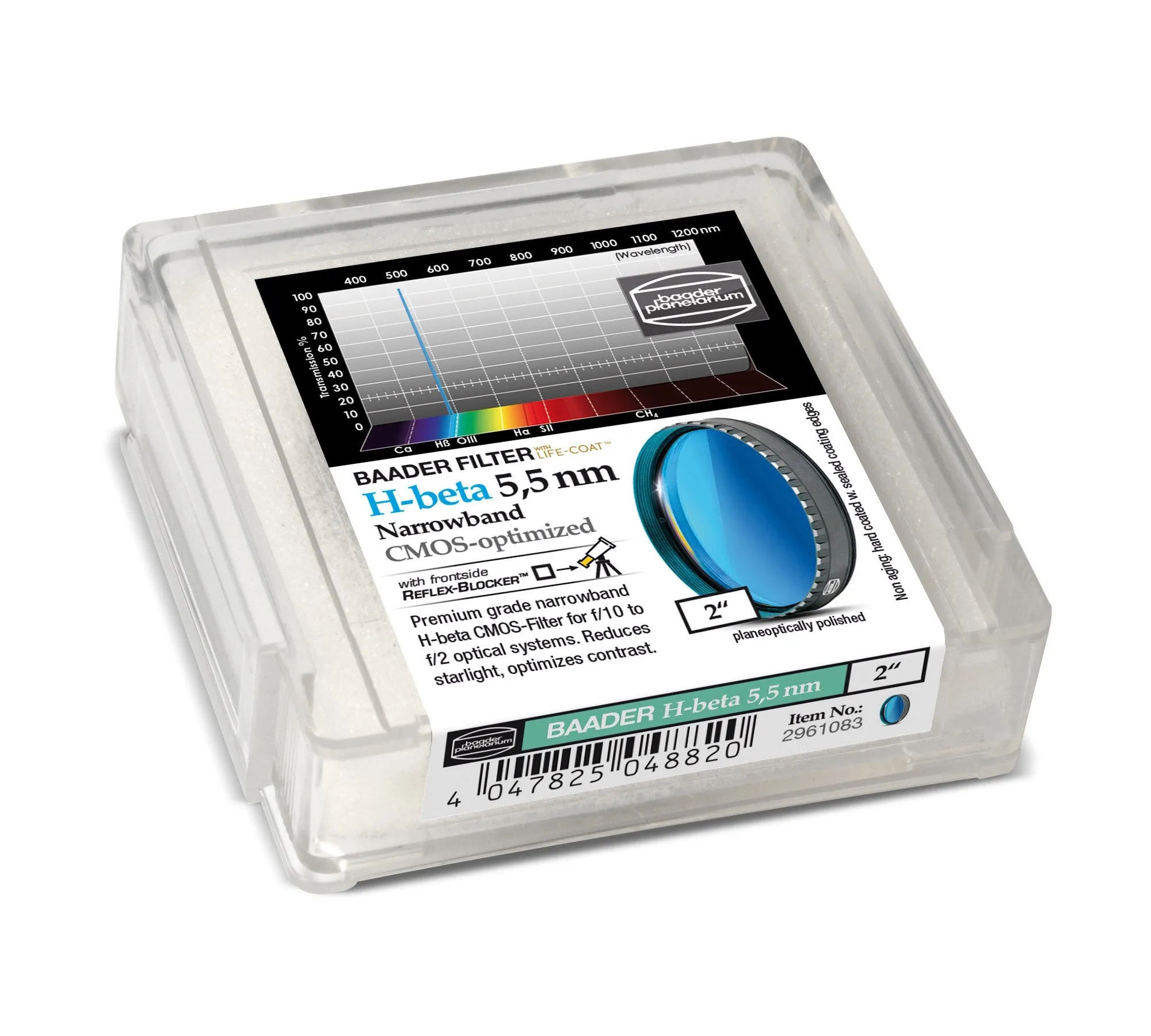 Baader 5.5 nm H-beta Narrowband Mounted Filter - 2"