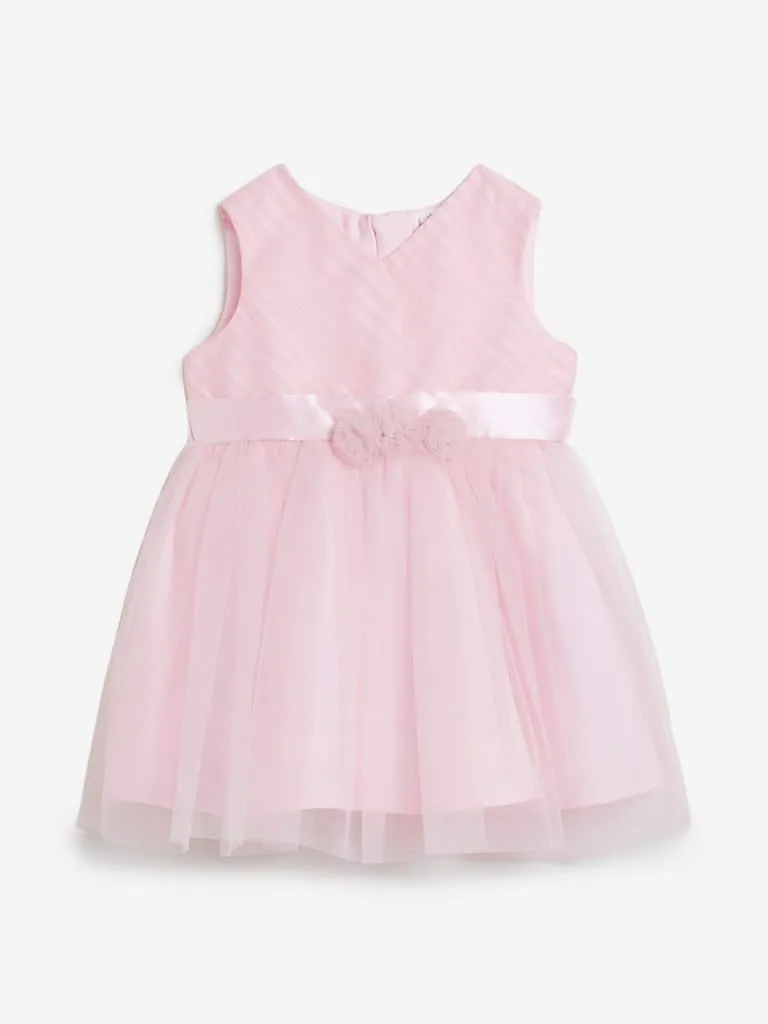 Baby HOP Light Pink Bow Detailed Dress