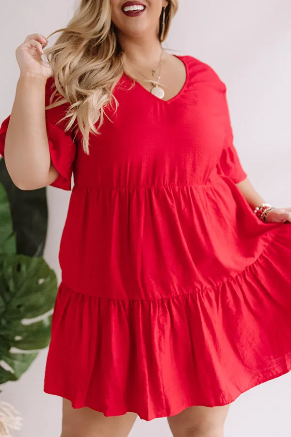 Bahama Brunch Babydoll Dress in Red Curves