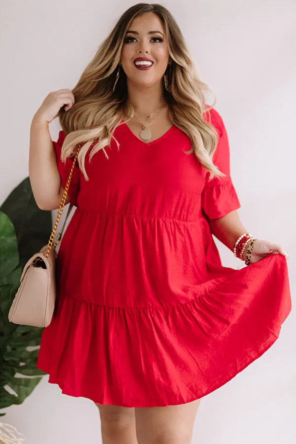 Bahama Brunch Babydoll Dress in Red Curves