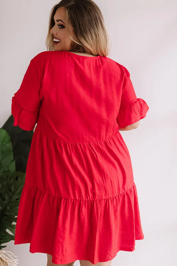 Bahama Brunch Babydoll Dress in Red Curves