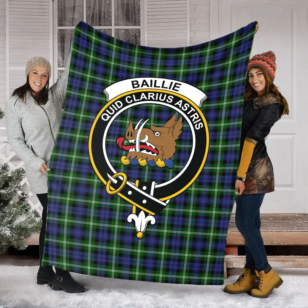 Baillie (Bailey) Tartan Blanket with Family Crest