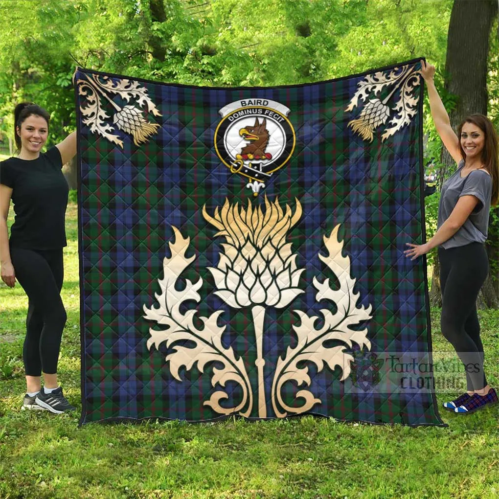 Baird Tartan Quilt with Family Crest and Golden Thistle Style