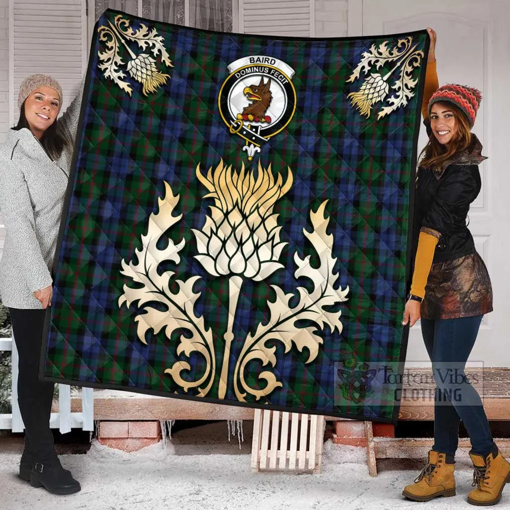 Baird Tartan Quilt with Family Crest and Golden Thistle Style