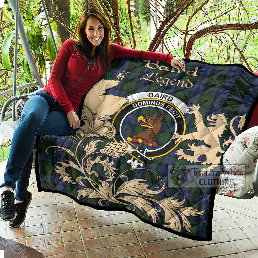 Baird Tartan Quilt with Family Crest and Scottish Symbol Style