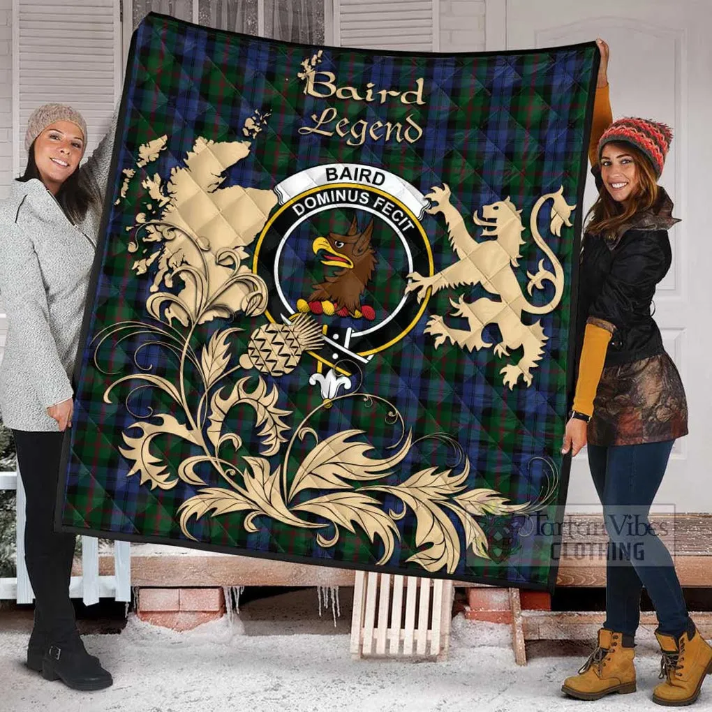 Baird Tartan Quilt with Family Crest and Scottish Symbol Style