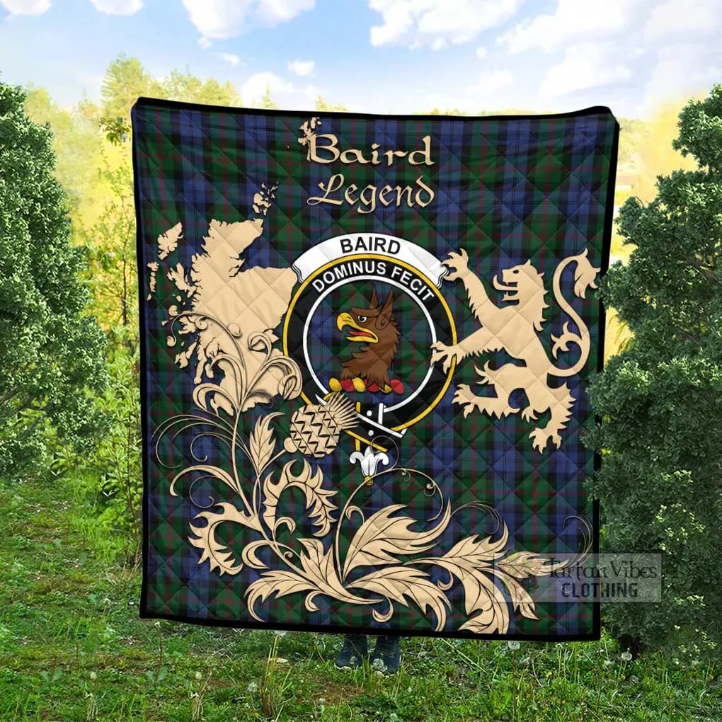 Baird Tartan Quilt with Family Crest and Scottish Symbol Style