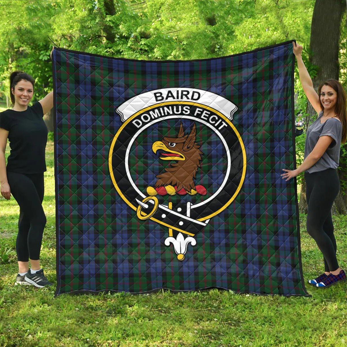 Baird Tartan Quilt with Family Crest