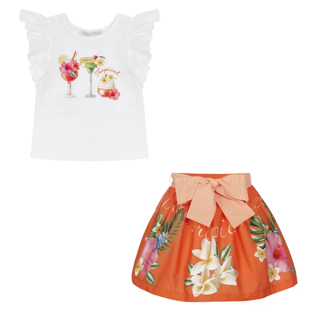 BALLOON CHIC - Floral Skirt Set - Orange