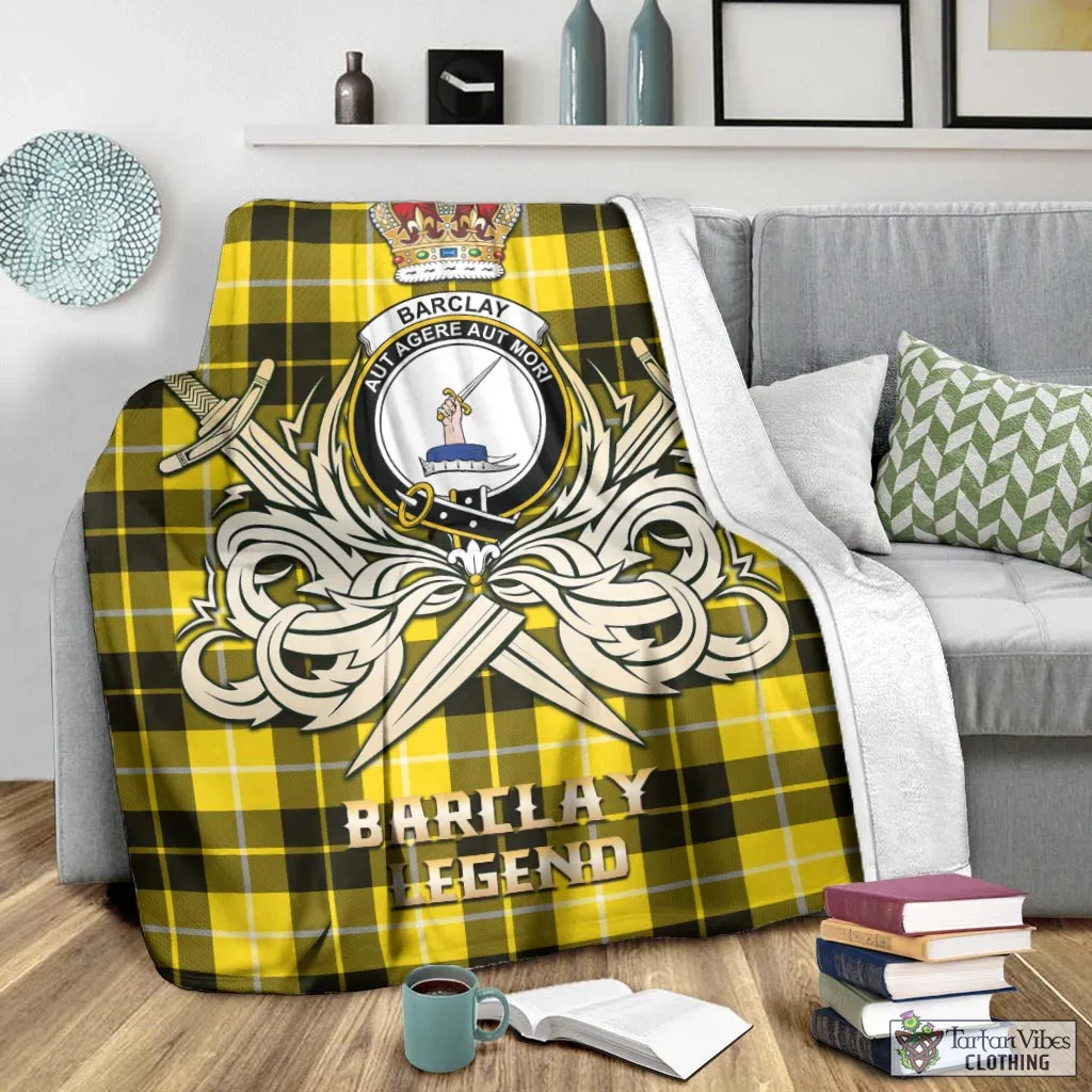 Barclay Dress Modern Tartan Blanket with Clan Crest and the Golden Sword of Courageous Legacy