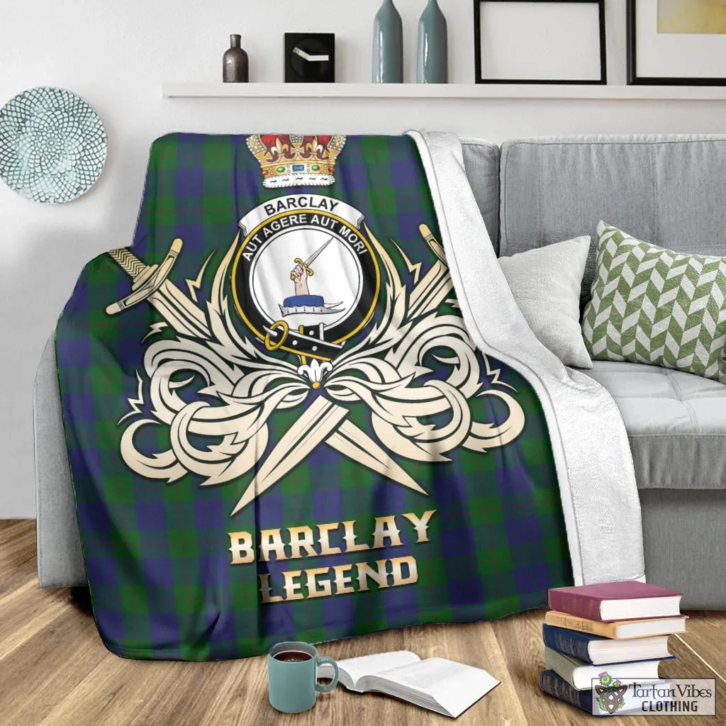 Barclay Tartan Blanket with Clan Crest and the Golden Sword of Courageous Legacy