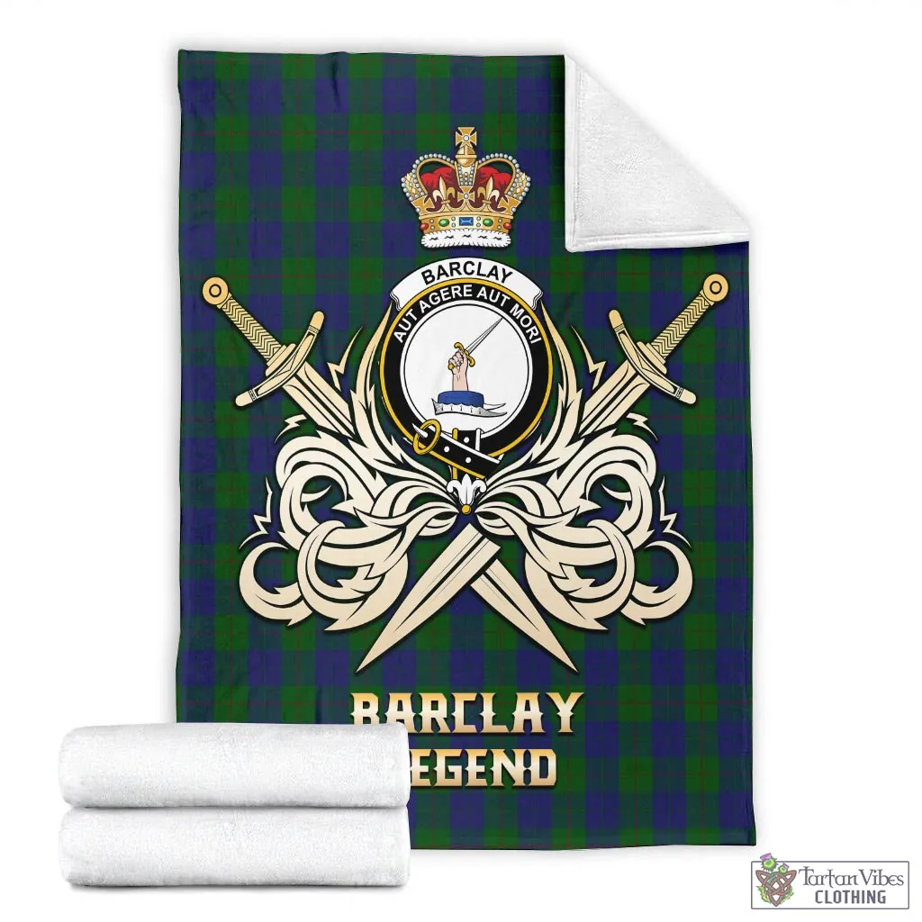 Barclay Tartan Blanket with Clan Crest and the Golden Sword of Courageous Legacy