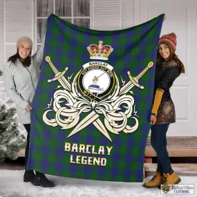 Barclay Tartan Blanket with Clan Crest and the Golden Sword of Courageous Legacy