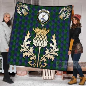 Barclay Tartan Quilt with Family Crest and Golden Thistle Style