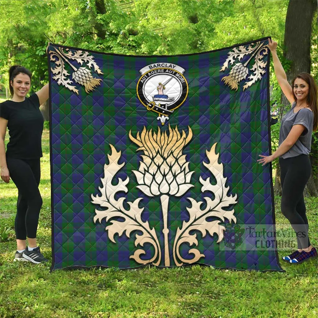 Barclay Tartan Quilt with Family Crest and Golden Thistle Style