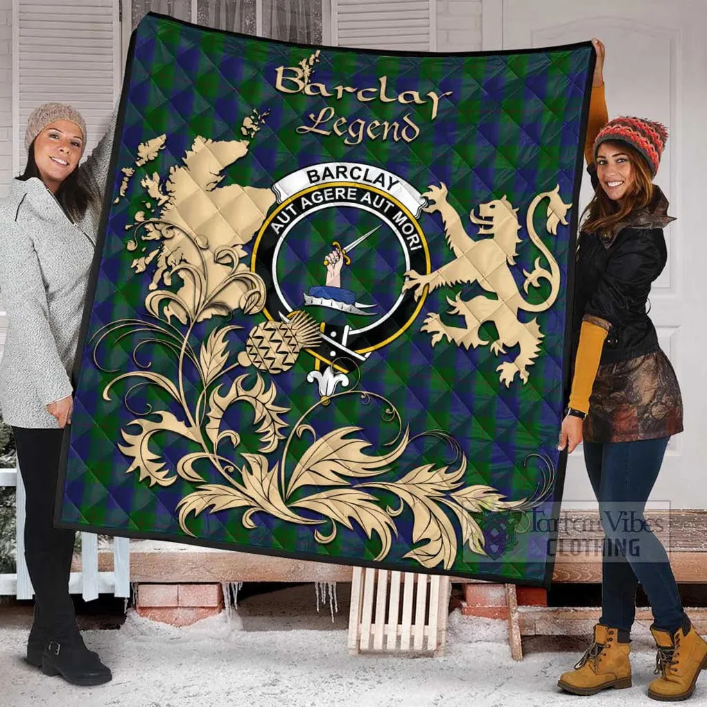 Barclay Tartan Quilt with Family Crest and Scottish Symbol Style