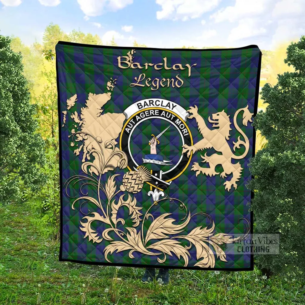 Barclay Tartan Quilt with Family Crest and Scottish Symbol Style
