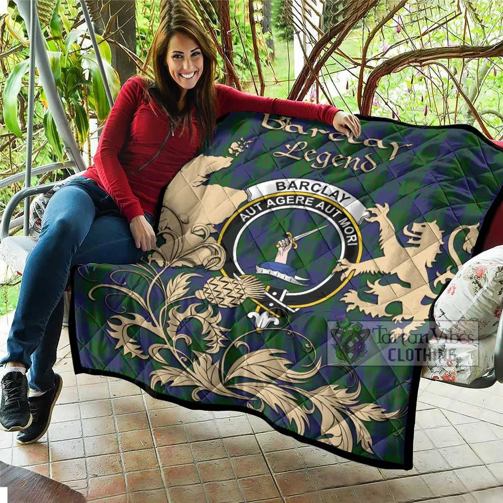Barclay Tartan Quilt with Family Crest and Scottish Symbol Style