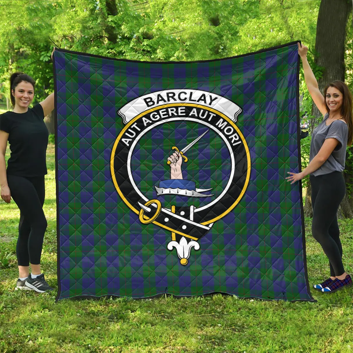 Barclay Tartan Quilt with Family Crest
